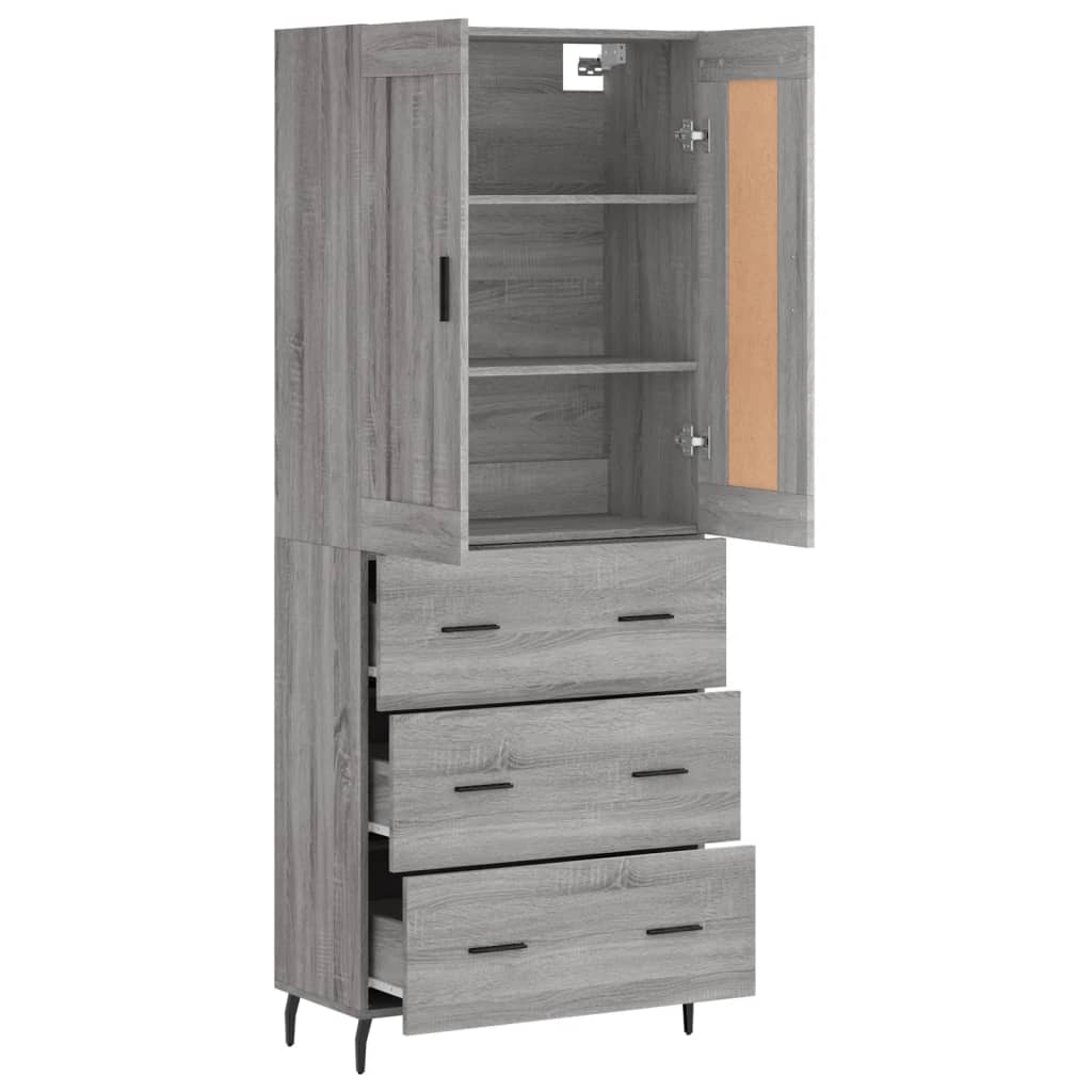 Aparador alto madera contrachapada gris sonoma 69,5x34x180 cm V1895 Vetonek