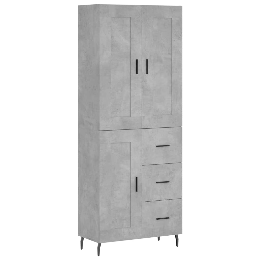 Aparador alto madera contrachapada gris hormigón 69,5x34x180 cm