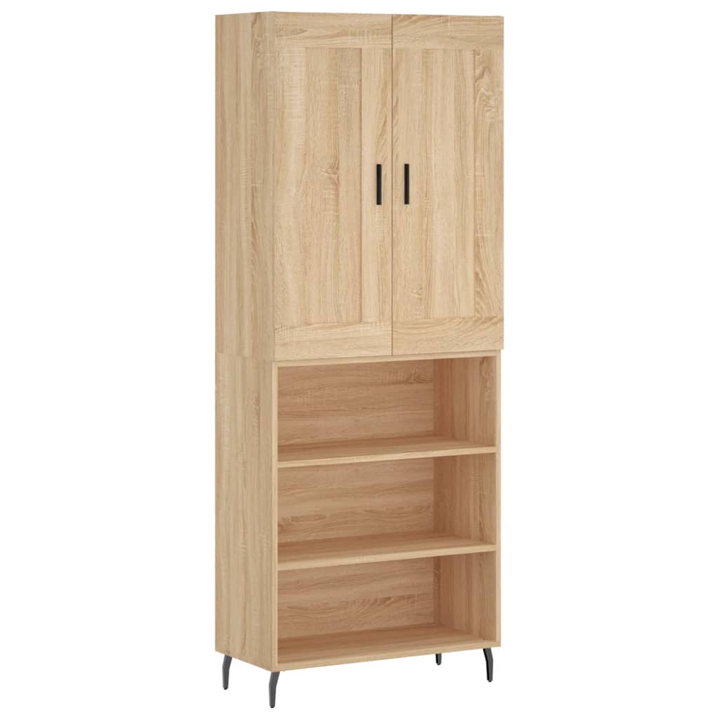 Aparador alto madera contrachapada color roble 69,5x34x180 cm