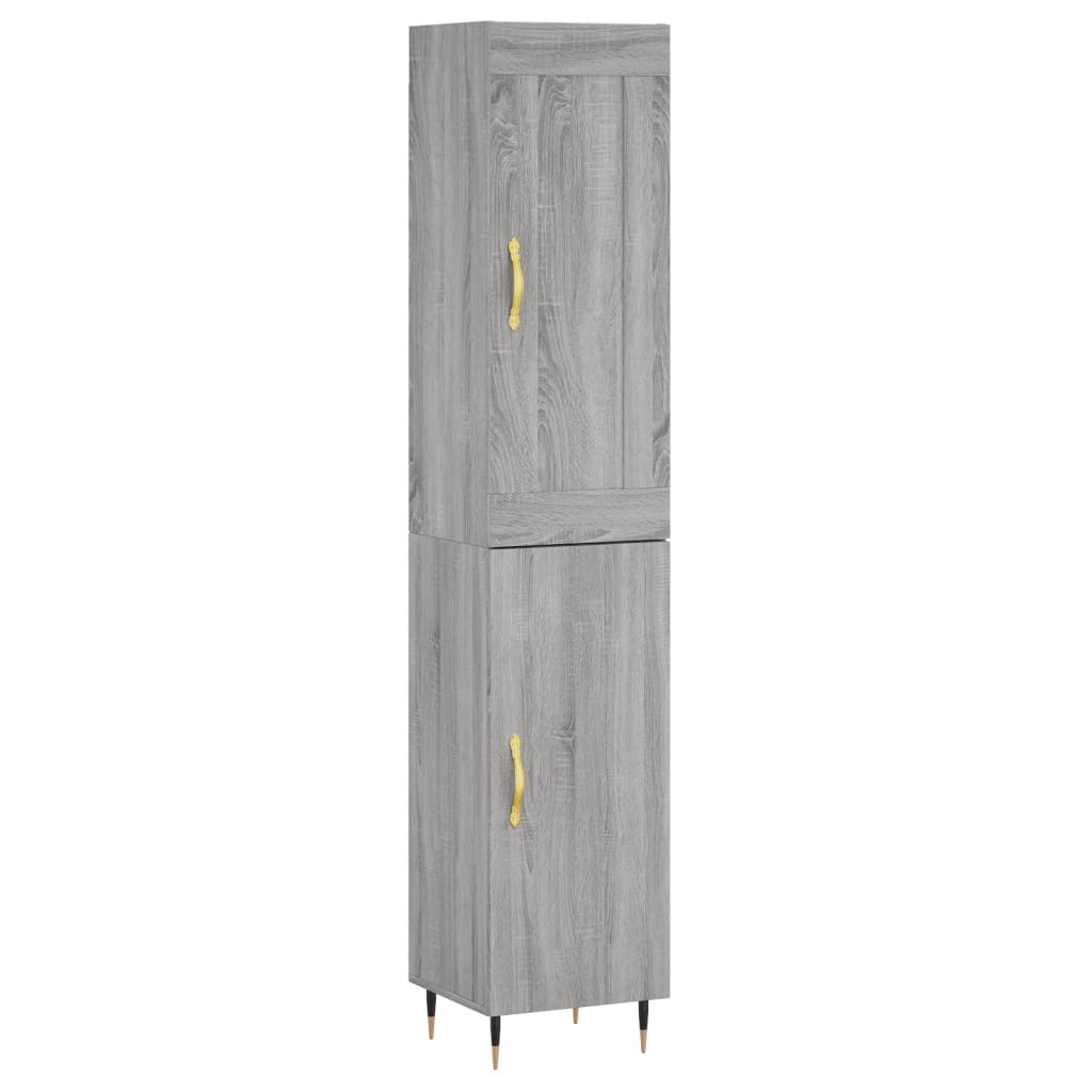 Aparador alto madera contrachapada gris Sonoma 34,5x34x180 cm