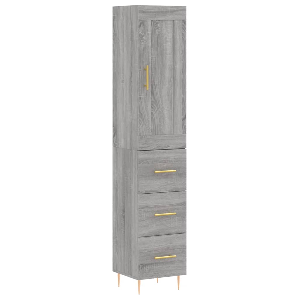 Aparador alto madera contrachapada gris Sonoma 34,5x34x180 cm