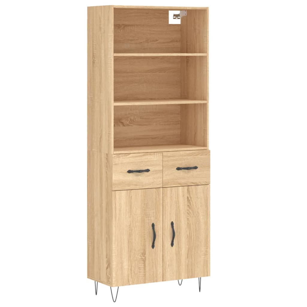 Aparador alto madera contrachapada color roble 69,5x34x180 cm