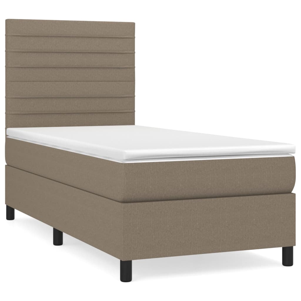 Cama box spring com colchão de tecido cinza taupe 90x200 cm V4939 Vetonek