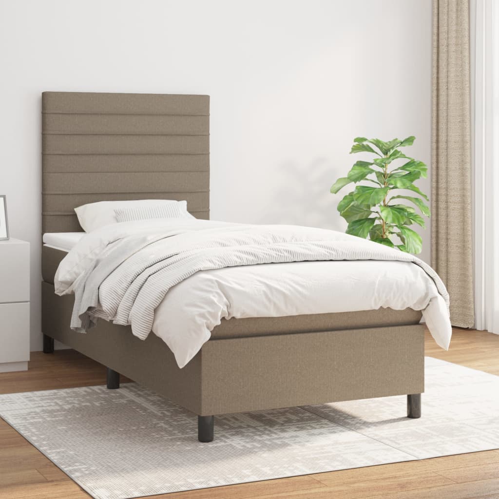 Cama box spring com colchão de tecido cinza taupe 90x200 cm V4939 Vetonek