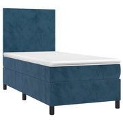 Cama box spring con colchón terciopelo azul oscuro 80x200 cm v5379 - Vetonek
