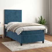 Cama box spring con colchón terciopelo azul oscuro 80x200 cm v5379 Vetonek