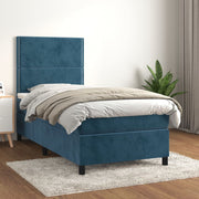 Cama box spring con colchón terciopelo azul oscuro 80x200 cm v5973 Vetonek