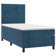 Cama box spring con colchón terciopelo azul oscuro 80x200 cm - Vetonek