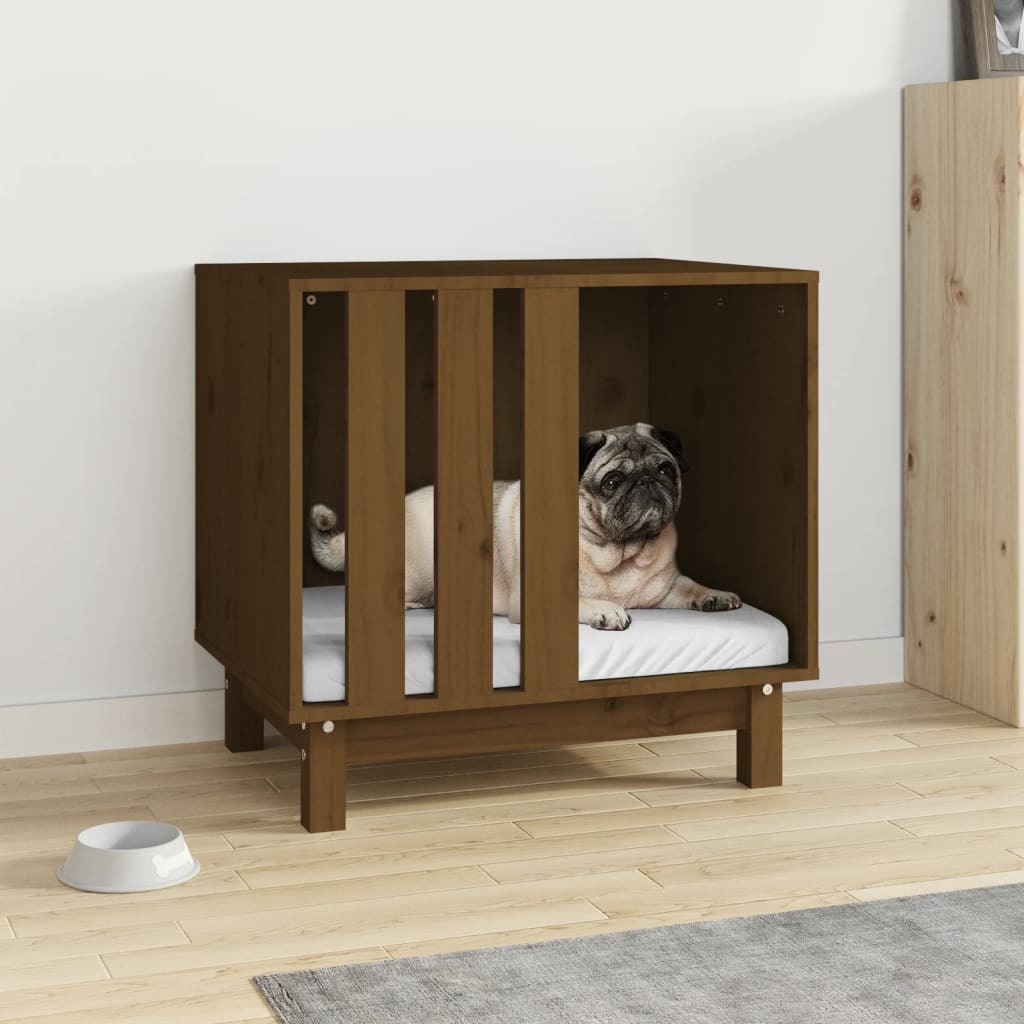 Vetonek Cama para perros madera maciza pino marrón miel 60x45x57 cm