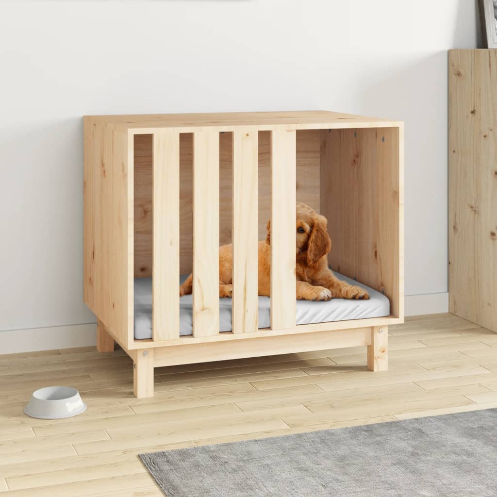 Caseta para perros madera maciza de pino 70x50x62 cm