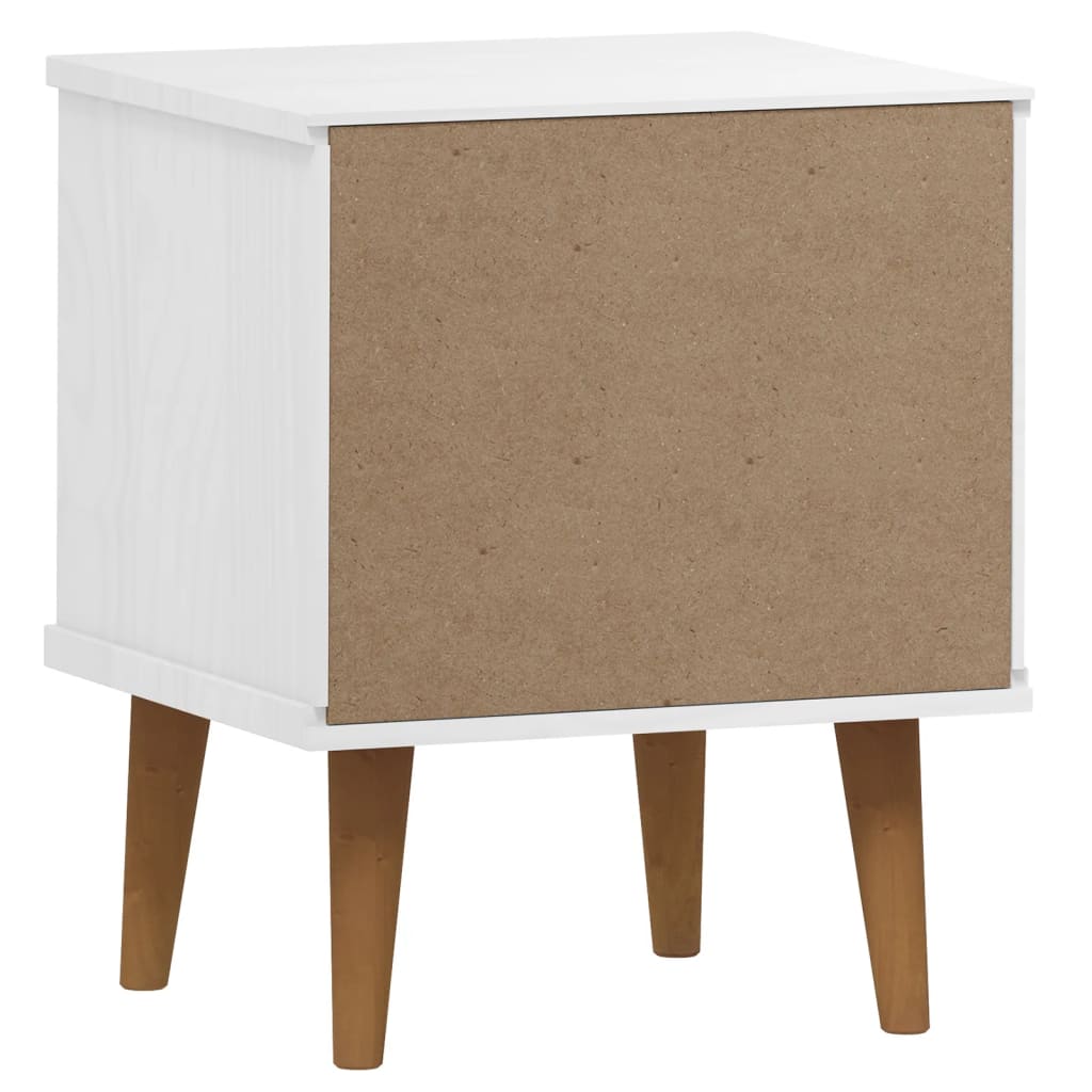 Mesita de noche MOLDE madera maciza de pino blanca 40x35x48 cm - Vetonek