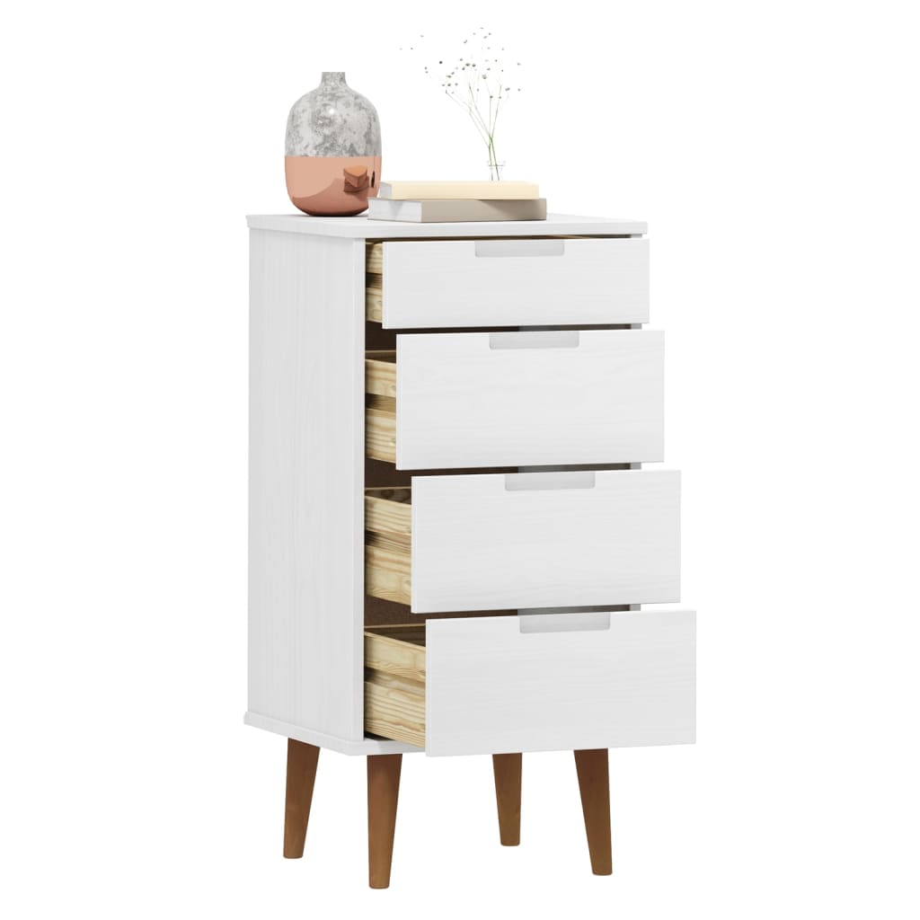 Night bedside table MacDa wood of white pine 40x35x82 cm