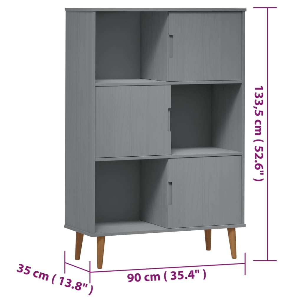 Librería MOLDE madera maciza de pino marrón 90x35x133,5 cm vidaXL