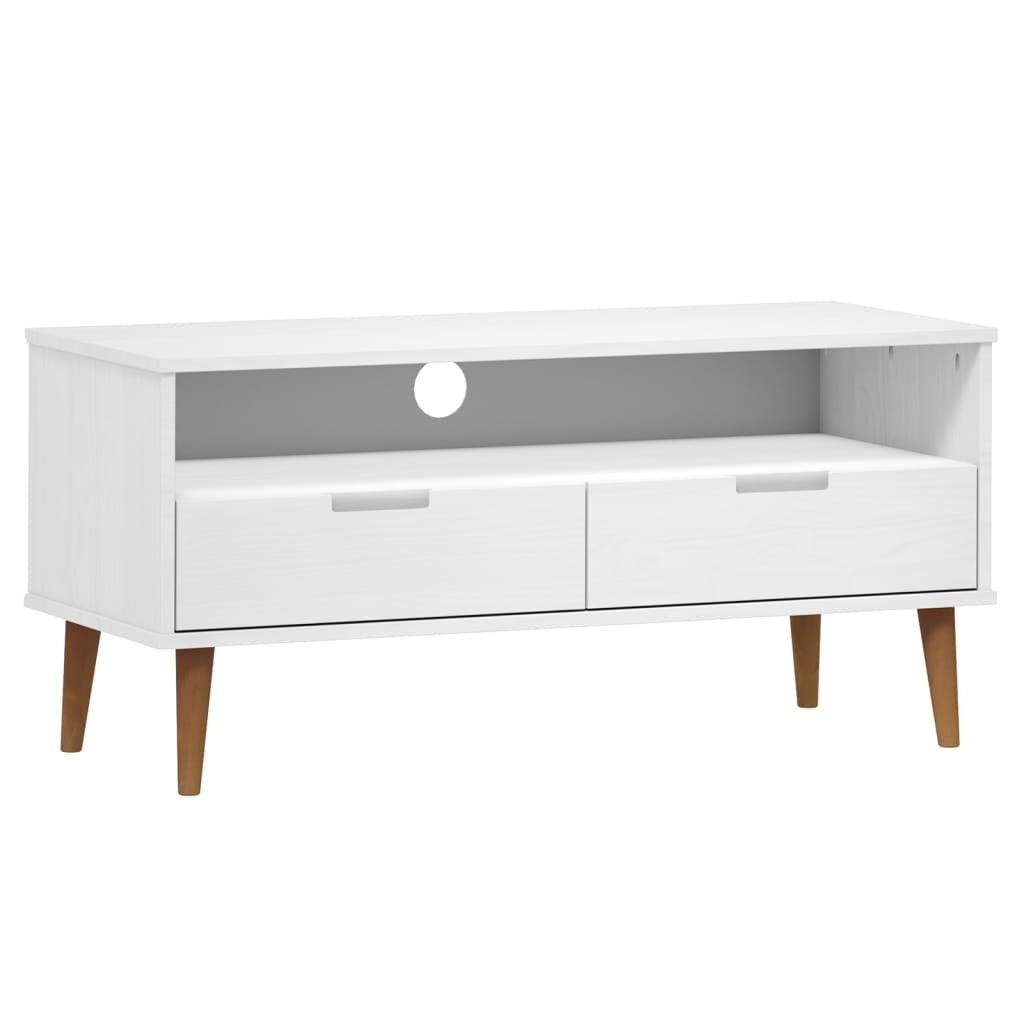 Mueble de TV MOLDE madera maciza de pino blanco 106x40x49 cm vidaXL