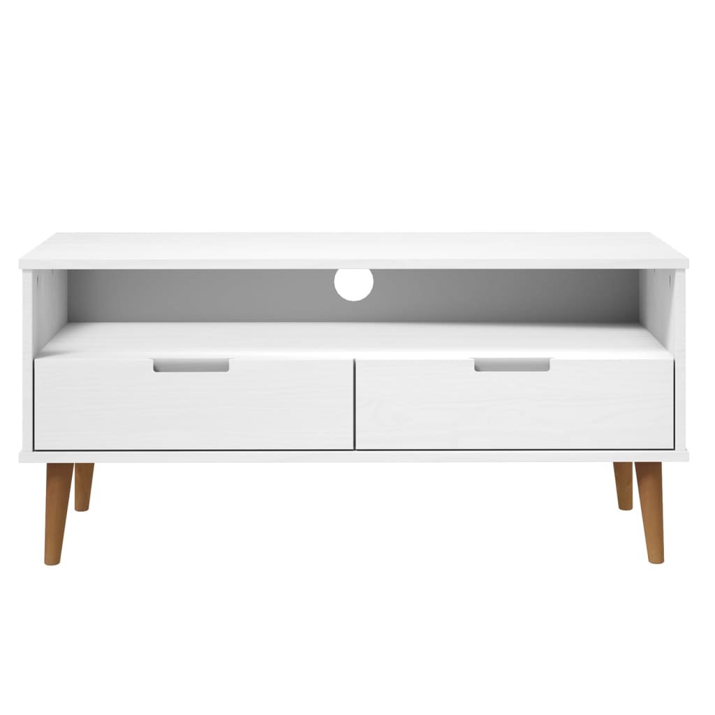 Mueble de TV MOLDE madera maciza de pino blanco 106x40x49 cm vidaXL