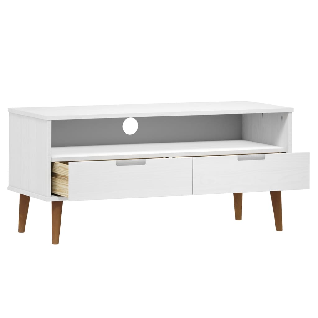 Mueble de TV MOLDE madera maciza de pino blanco 106x40x49 cm vidaXL