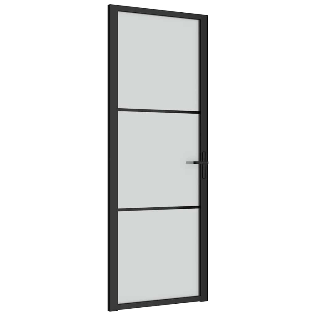 Puerta interior de vidrio y aluminio negro mate 76x201,5 cm
