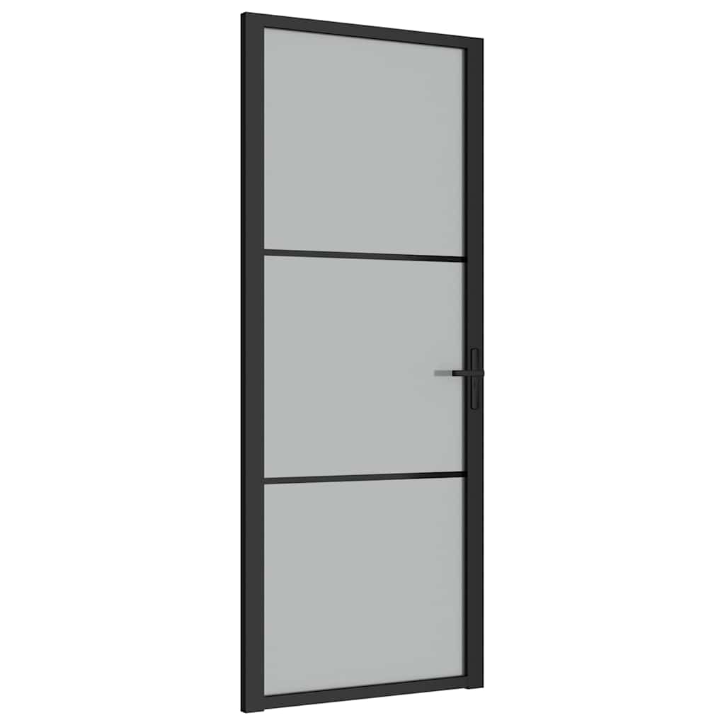 Puerta interior de vidrio y aluminio negro mate 83x201,5 cm
