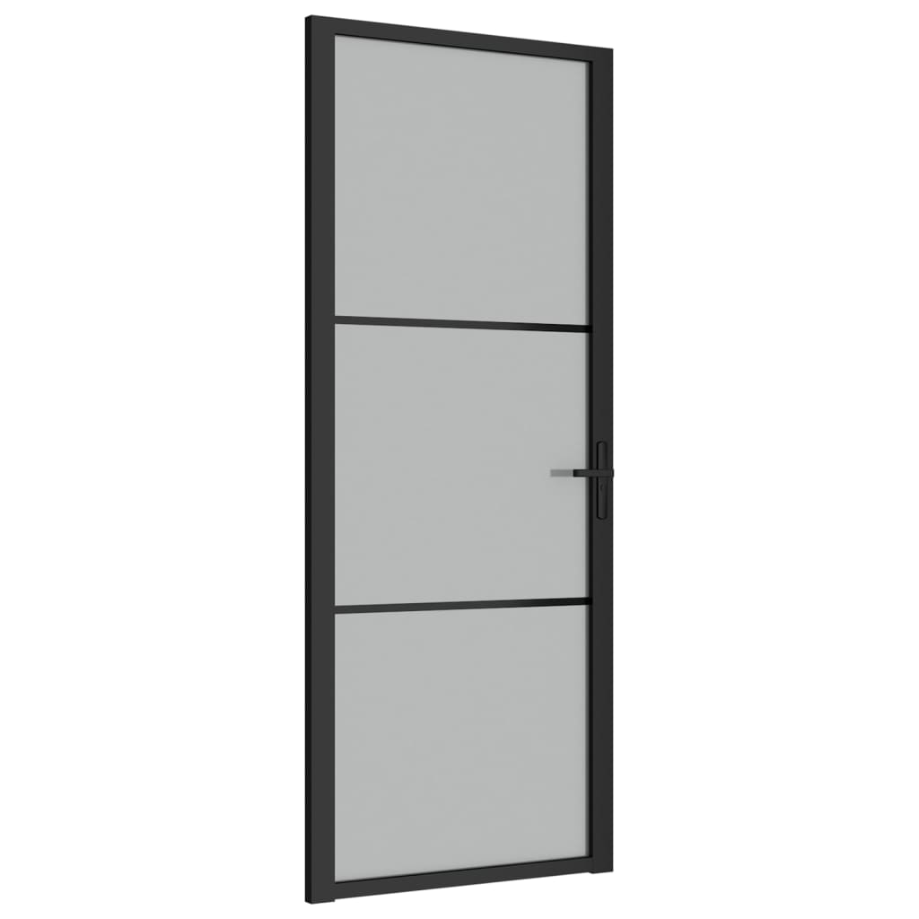 Puerta interior de vidrio y aluminio negro mate 83x201,5 cm - Vetonek