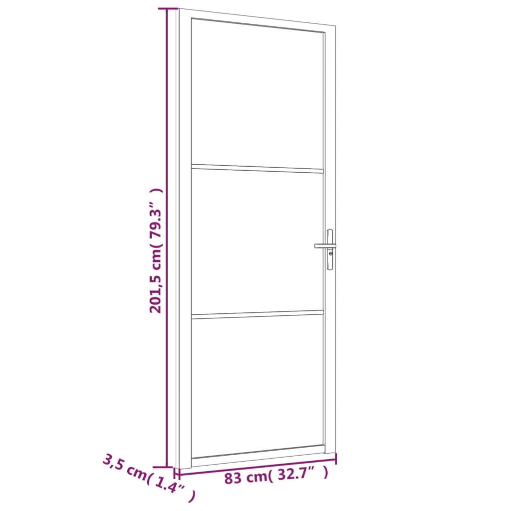 Mat 83x201,5 cm en verre noir et porte en aluminium