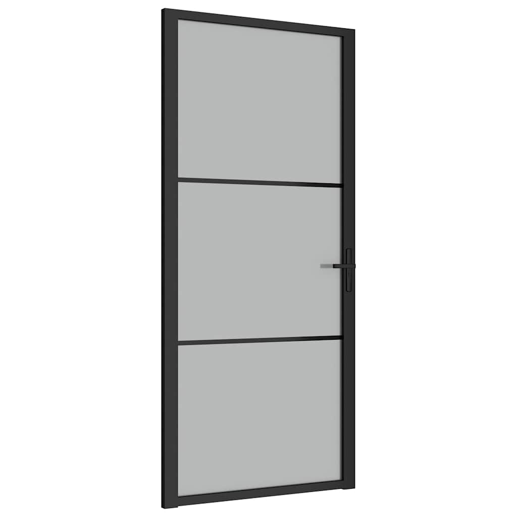 Puerta interior de vidrio y aluminio negro mate 93x201,5 cm