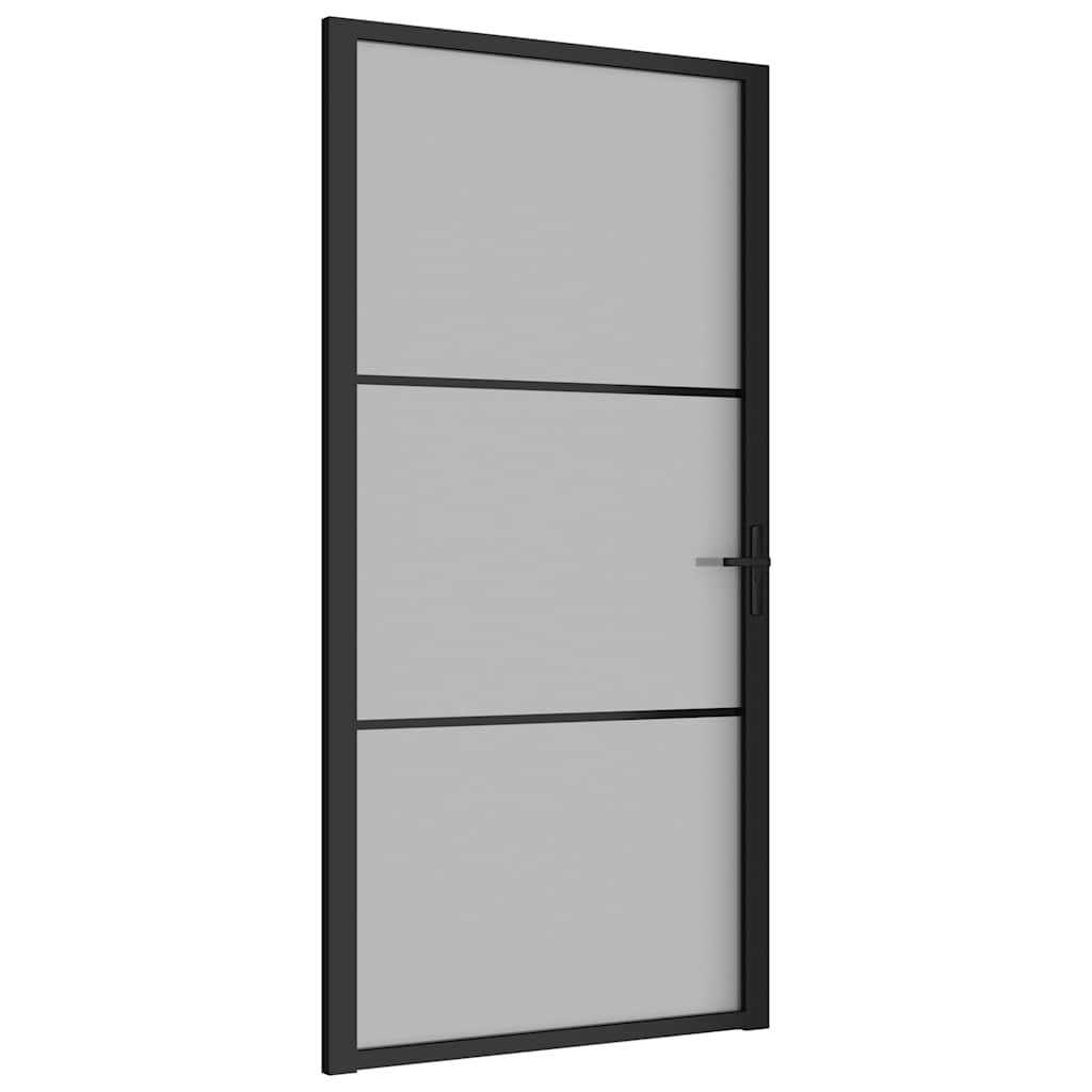 Puerta interior de vidrio y aluminio negro mate 102,5x201,5 cm