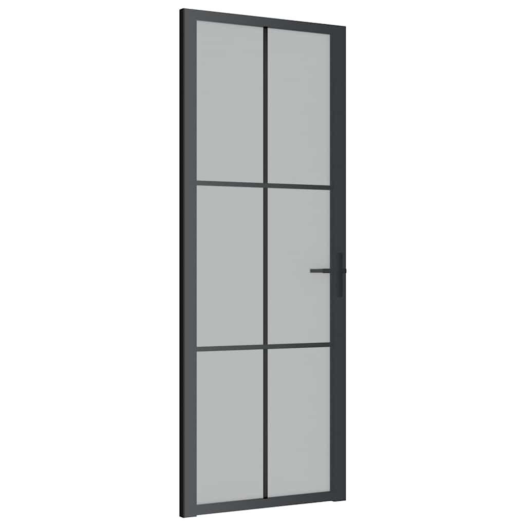 Puerta interior de vidrio y aluminio negro mate 76x201,5 cm