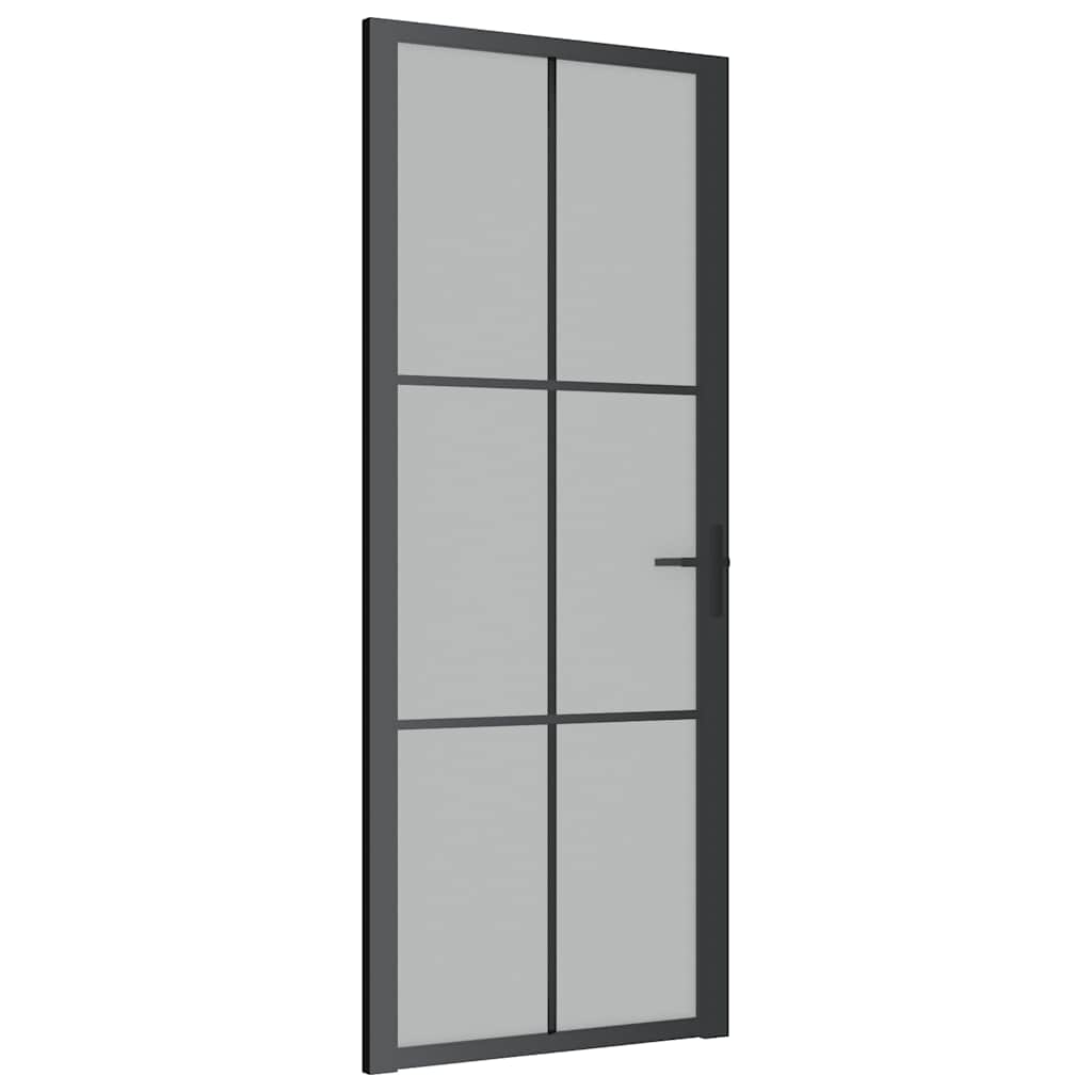 Puerta interior de vidrio y aluminio negro mate 83x201,5 cm