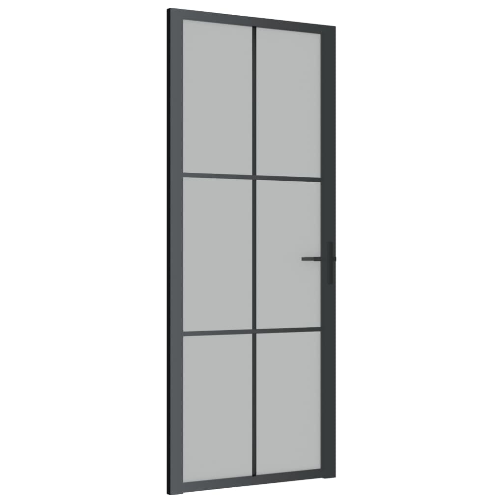 Puerta interior de vidrio y aluminio negro mate 83x201,5 cm - Vetonek