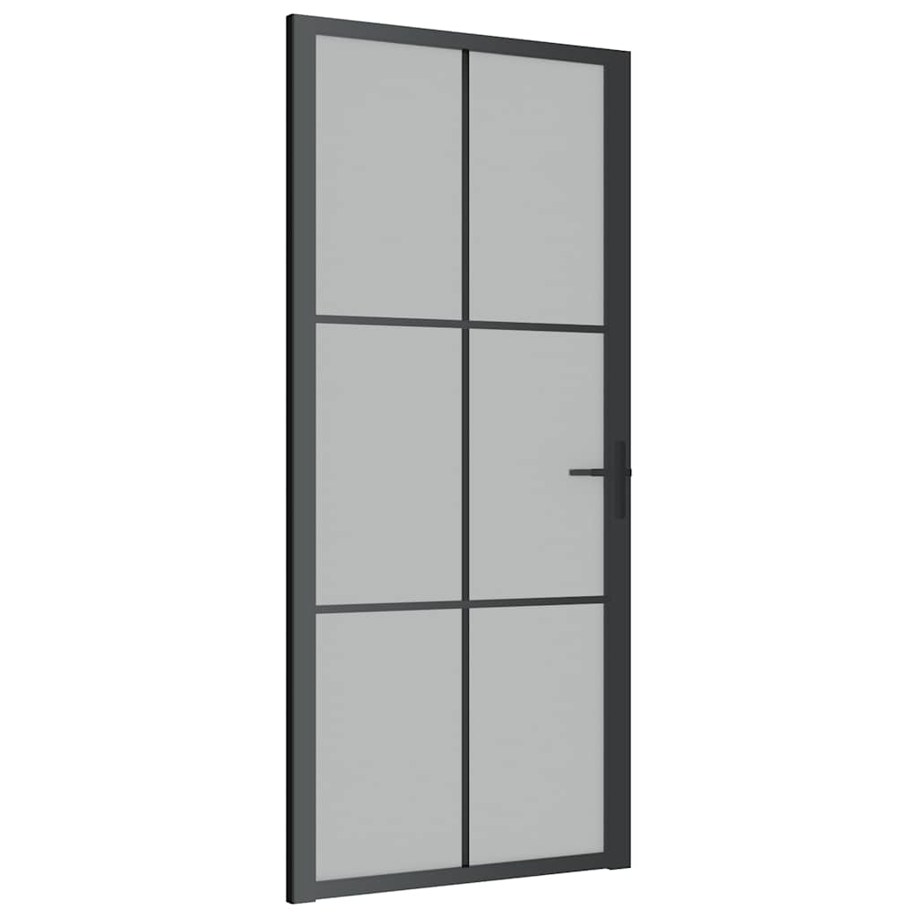 Puerta interior de vidrio y aluminio negro mate 93x201,5 cm