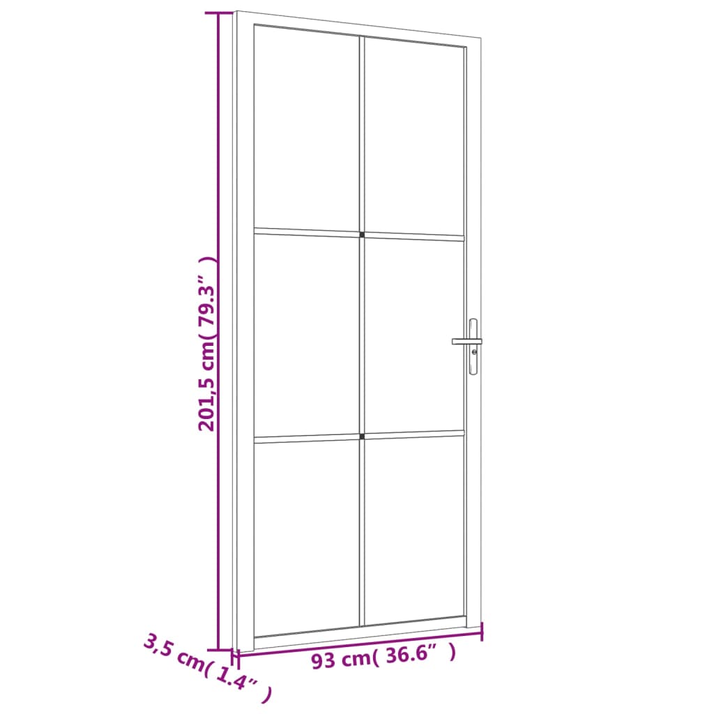 Porte intérieure en verre et aluminium noir Matt 93x201,5 cm