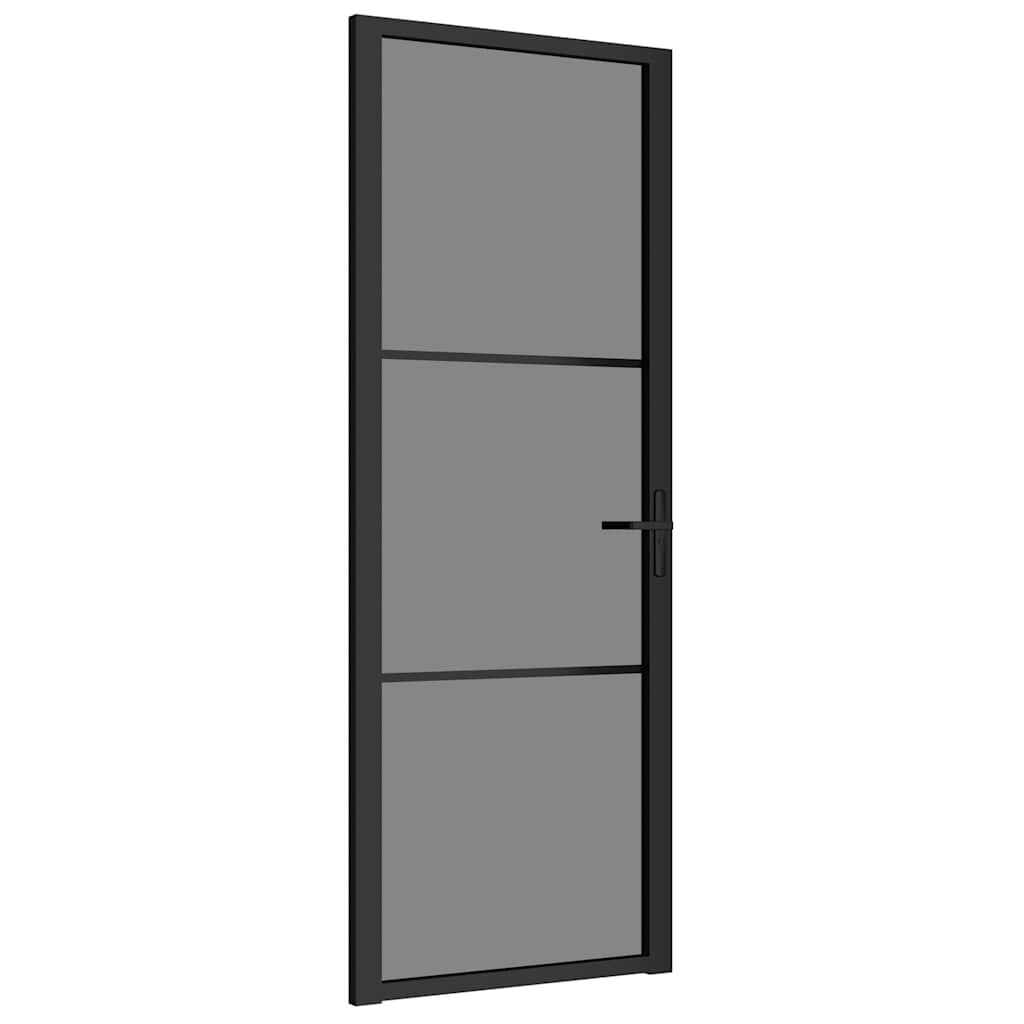 Puerta interior vidrio EGS y aluminio negro 76x201,5 cm