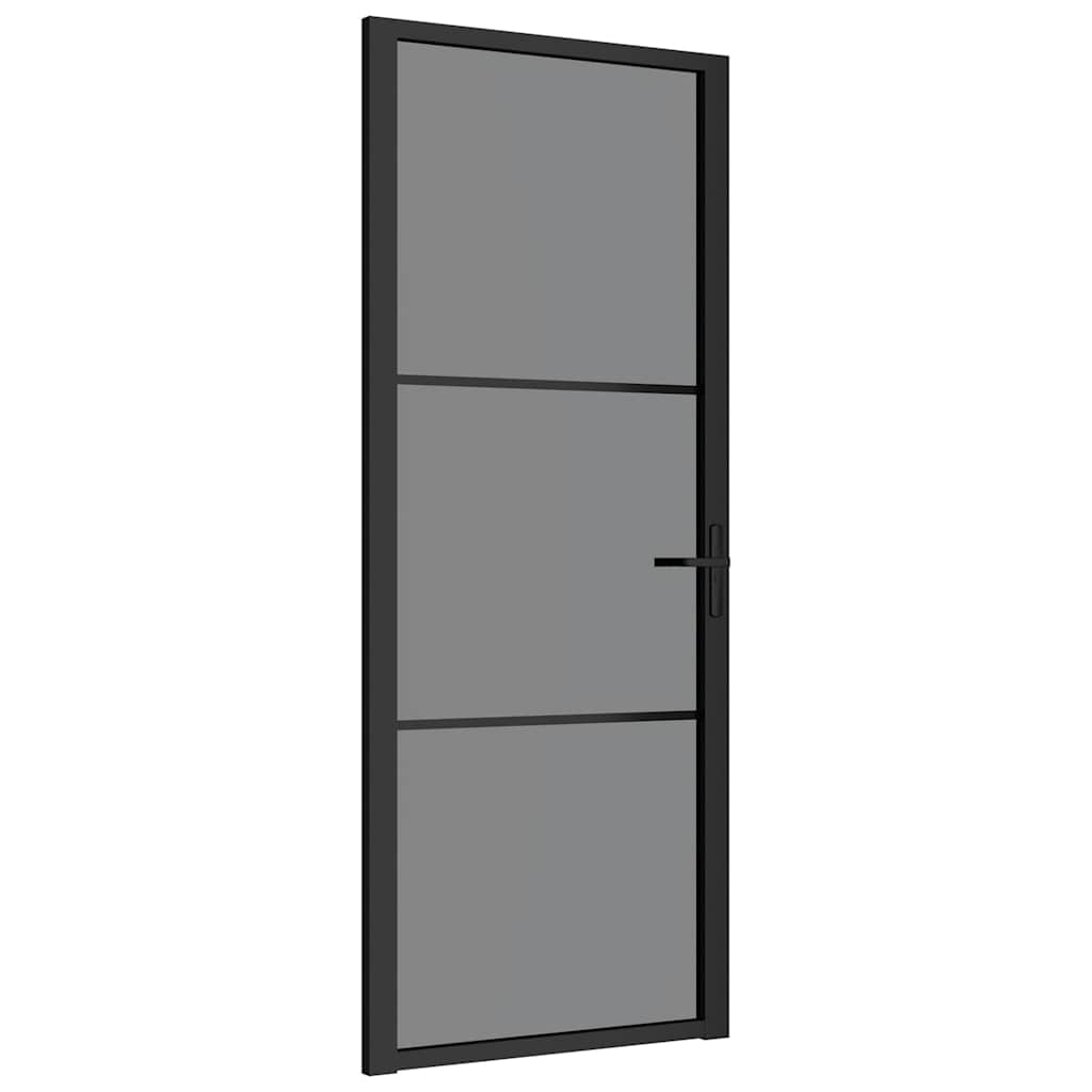 Puerta interior vidrio EGS y aluminio negro 83x201,5 cm