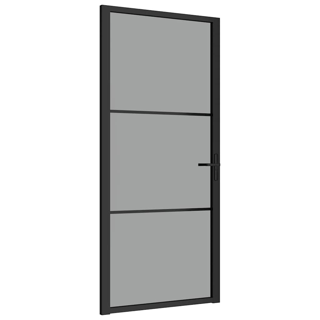 Puerta interior vidrio ESG y aluminio negro 93x201,5 cm