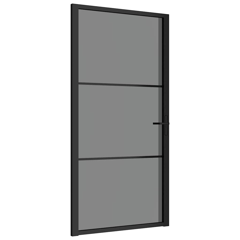 Puerta Interior Vidrio Templado y Aluminio Negro 102,5x201,5 cm