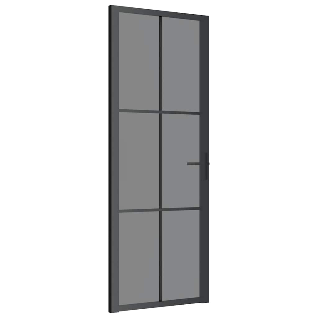 Puerta Interior Vidrio Templado y Aluminio Negro 76x201,5 cm