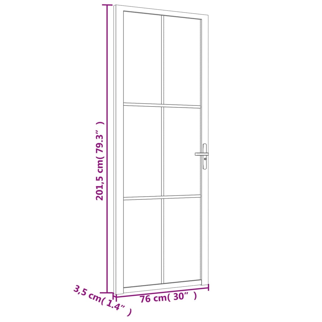 Puerta interior vidrio EGS y aluminio negro 76x201,5 cm - Vetonek