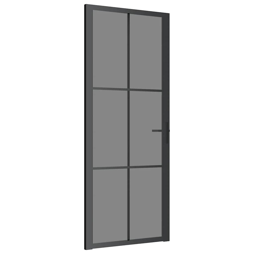 Puerta Interior Vidrio Templado y Aluminio Negro 83x201,5 cm
