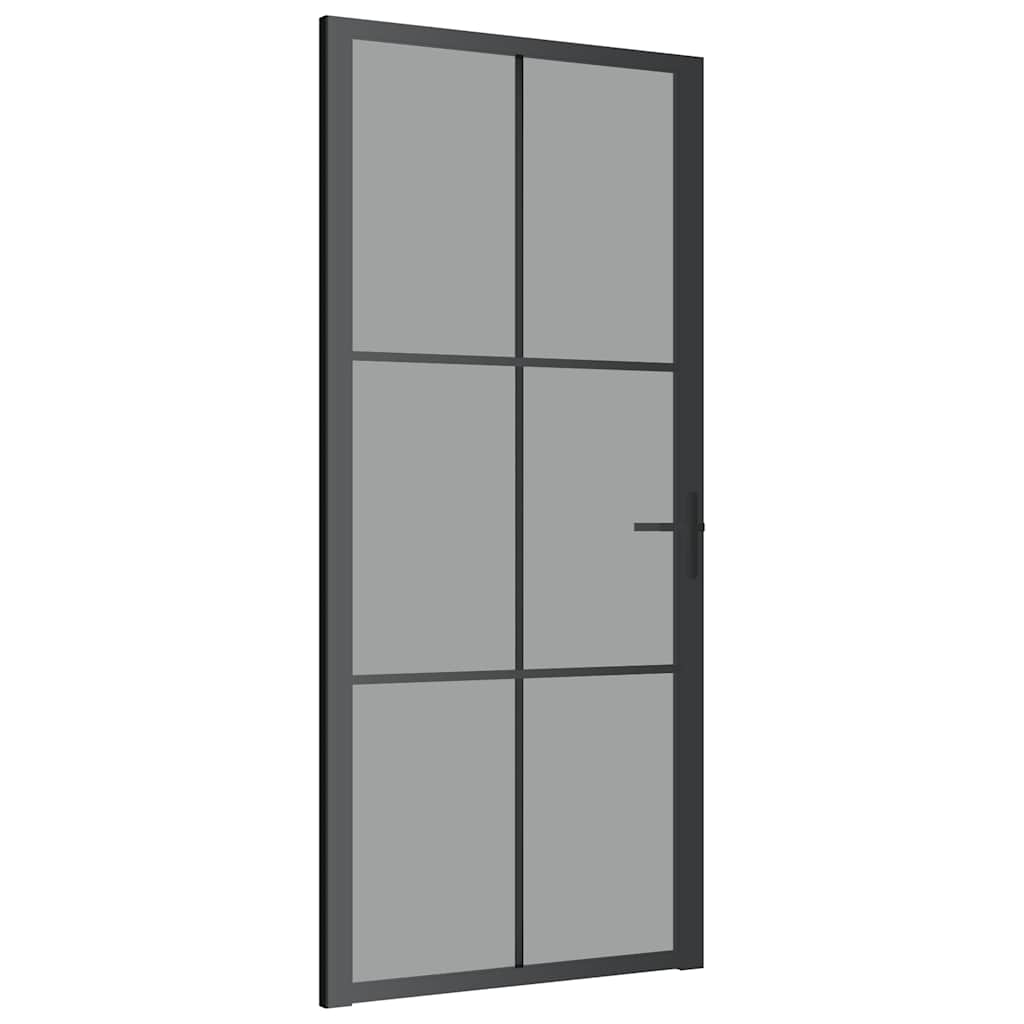 Puerta Interior Vidrio Templado y Aluminio Negro 93x201,5 cm