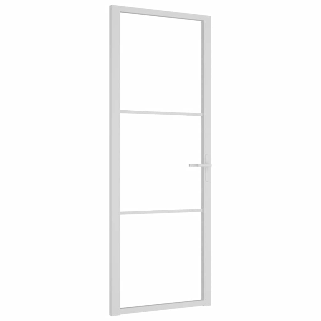 Puerta Interior Vidrio Templado y Aluminio Blanco 76x201,5 cm