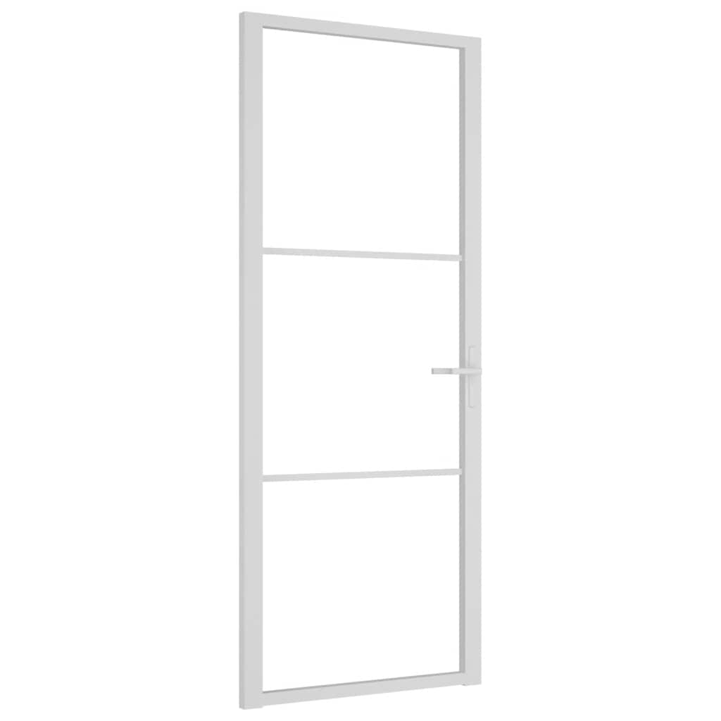 Puerta Interior Vidrio Templado y Aluminio Blanco 83x201,5 cm