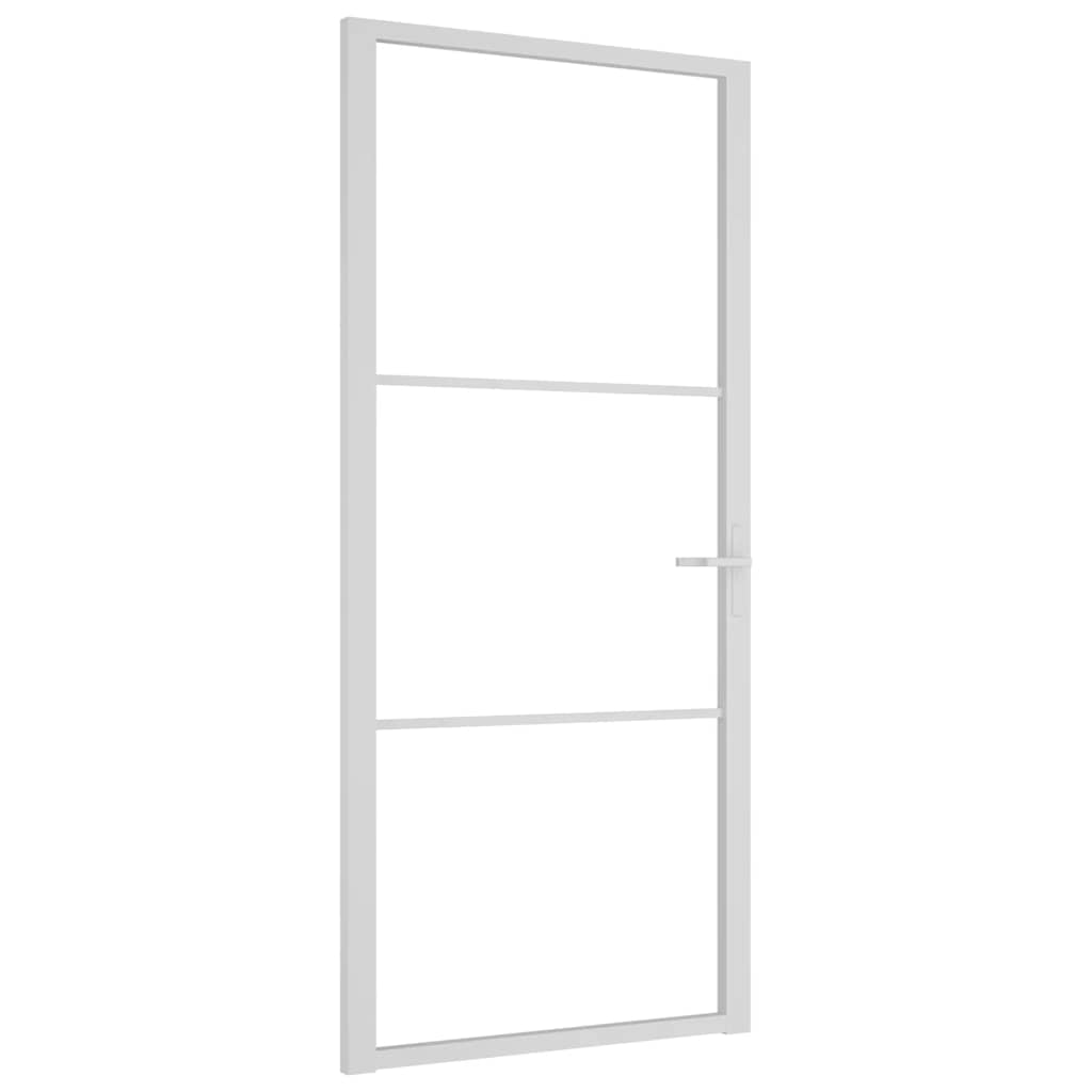 Puerta Interior Vidrio Templado y Aluminio Blanco 93x201,5 cm