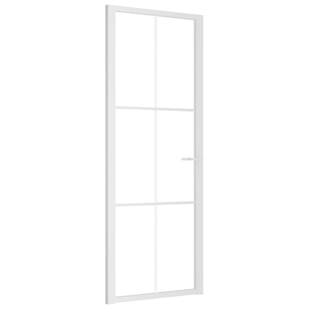 Puerta Interior Vidrio Templado y Aluminio Blanco 76x201,5 cm