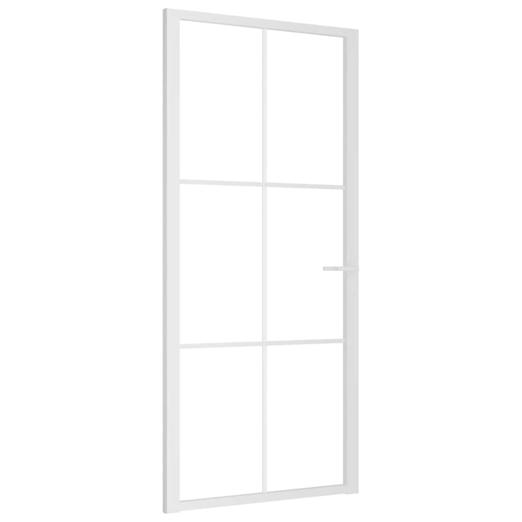 Puerta Interior Vidrio Templado y Aluminio Blanco 93x201,5 cm