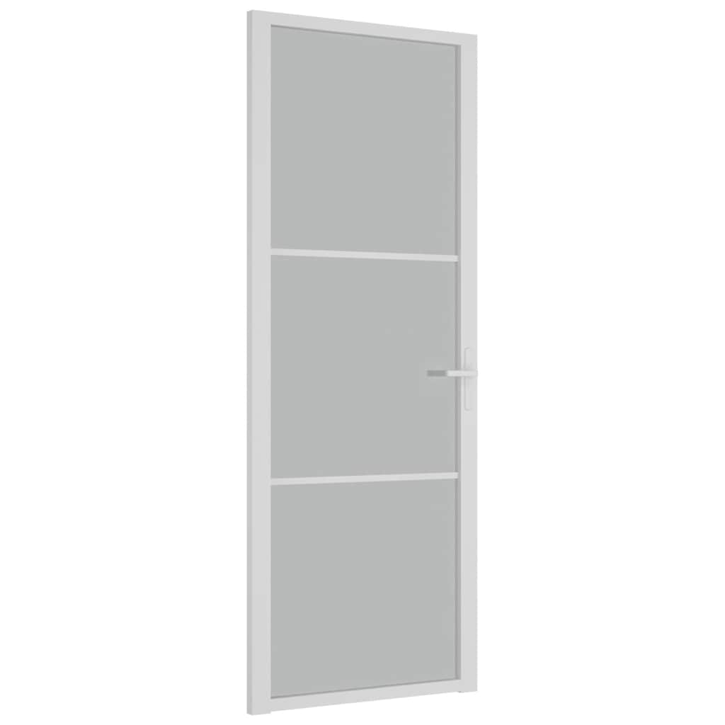 Puerta Interior de Vidrio Templado y Aluminio Blanco Mate 76x201,5 cm