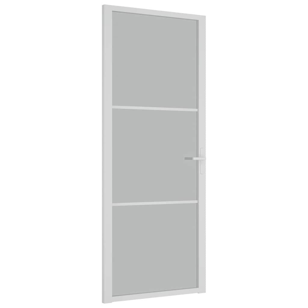 Puerta Interior de Vidrio Templado y Aluminio Blanco Mate 83x201,5 cm