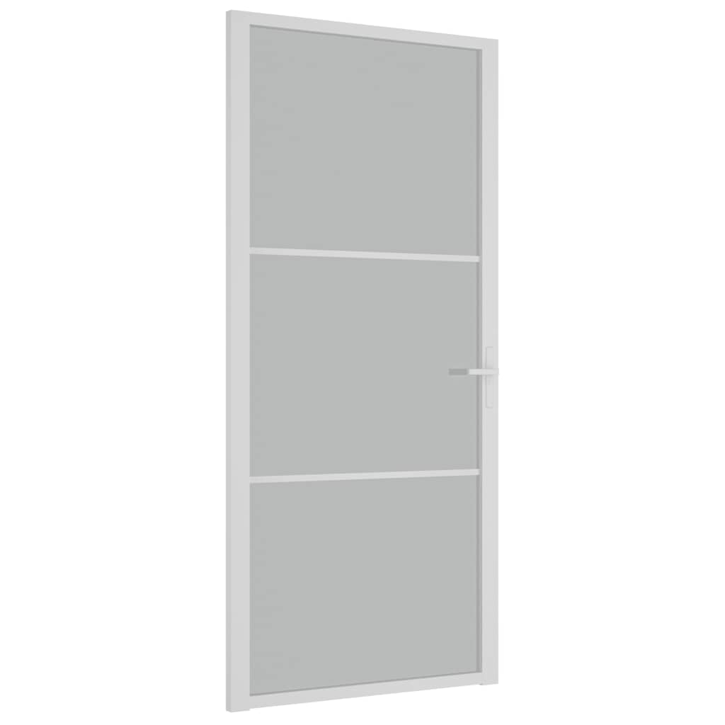 Puerta Interior Vidrio Templado y Aluminio Blanco Mate 93x201,5 cm
