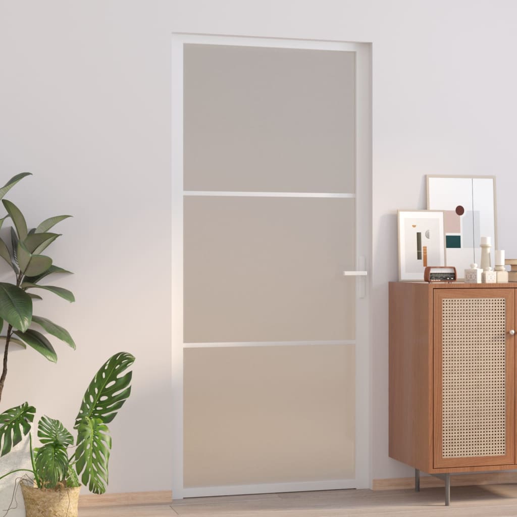 Vetonek Puerta interior de vidrio y aluminio blanco mate 93x201,5 cm