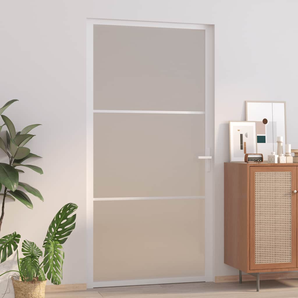 Puerta Interior de Vidrio Templado y Aluminio Blanco Mate 102,5x201,5 cm