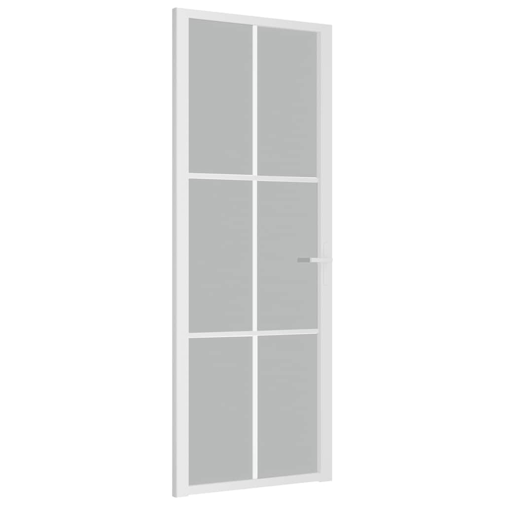 Puerta Interior de Vidrio Templado y Aluminio Blanco Mate 76x201,5 cm